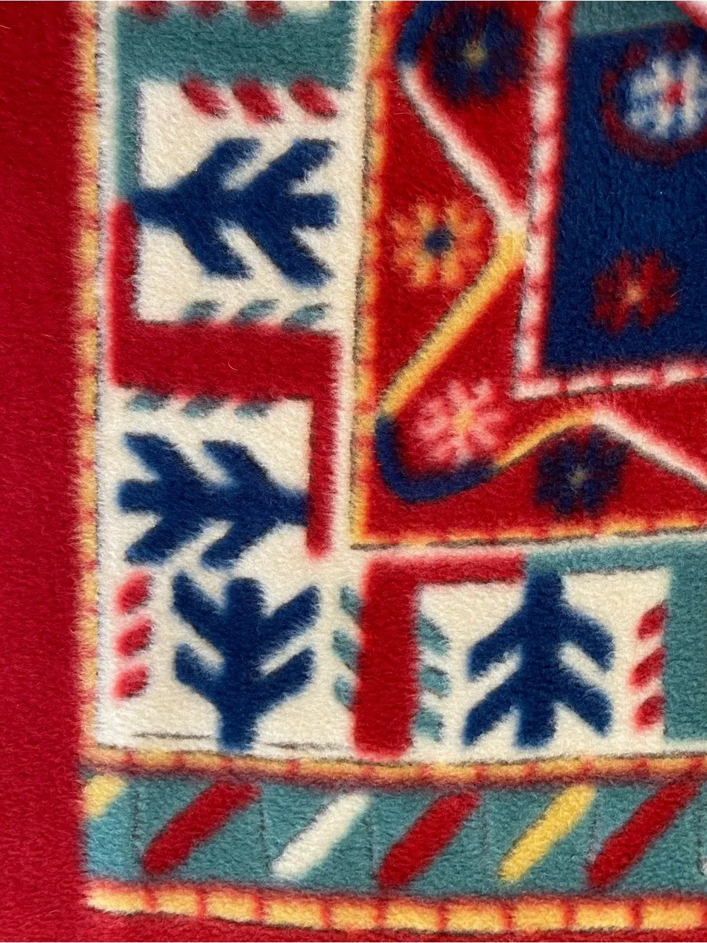 Vintage Revert Spain Red Reversible Geometric Fleece Throw Blanket